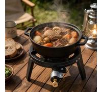 Shein Estufa de hierro fundido de alta potencia, estufa de gas de uso dual para camping al aire libre y restaurante
