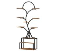 Shein Étagère à Plantes avec Lampe, Étagère à 10 Niveaux et bois avec 3 LED, Idéale pour le Salon, l'intérieur, l'extérieur, le Jardin et le Balcon, 168 cm,