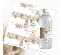Shein Etiqueta de botella de agua de oso de ratán personalizada, nombre personalizable, adecuada para baby shower, bautizo, ceremonia de nombramiento, pegat