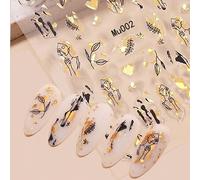 Shein Etiqueta Engomada Del Arte Del Clavo, Lámina De Doble Color, Planta Negra Y Dorada Línea Abstracta Inspirada En El Retrato, Diseño De Uñas Estilo Ins