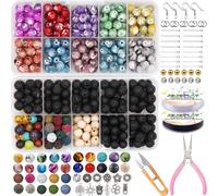 Shein EuTengHao Juego de 1146 piezas de cuentas de lava con cuentas de chakra de 8 mm, cuentas de piedra natural y pulsera de cuentas espaciadoras, cordón e
