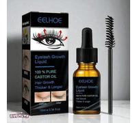 Shein Everlyx - Eelhoe Eyelash Growth Serum 10ml - Suero Natural con Aceite de Ricino 100% Puro - Estimula el Crecimiento de Pestañas Más Largas, Fuertes y