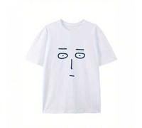 Shein Expressionless With A Cold Face Print Simple Slim Fit Pure Cotton Short-sleeved, Simple Cotton T-shirt For Summer, Men's Round Neck Short-sleeved T-sh