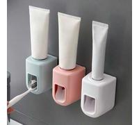 Shein Exprimidor automático de pasta de dientes montado en la pared sin perforación, dispensador de pasta de dientes para el baño, herramienta de almacenami