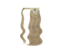 Shein Extensión de cola de caballo de 18 pulgadas de fibra sintética resistente al calor con ondas, con pegamento mágico para uso diario (Dorado)