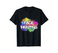Shein Face Painting Artistic Face Painter Makeup Artist Colorful T-ShirtRetro T-Shirt With Cartoon, Anime And Comic Letters Retro Street Fun Summer Fashion