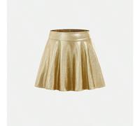 Shein Falda de cintura alta con textura metálica de tela de PU tejida, informal, para uso diario, a juego entre madre e hija, excelente para uso casual diar