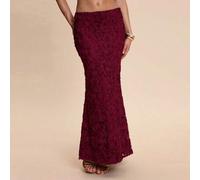 Shein Falda de cintura media-baja con textura y bajo de cola de sirena, adecuada para vacaciones en la playa, citas románticas, salidas de moda, fiestas de