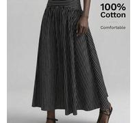 Shein Falda de línea A casual y versátil de uso diario con rayas, adecuada para el Día de San Juan, la playa, vacaciones, festival de música de estilo campe