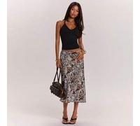 Shein Falda de longitud media con estampado de leopardo de cintura baja para fiesta de primavera/verano, festival, rave, ropa de calle de moda, mini falda s