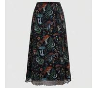 Shein Falda de talla grande para mujer con estampado todo sobre de setas y hojas, con diseño de luna creciente y estrella, para otoño/invierno