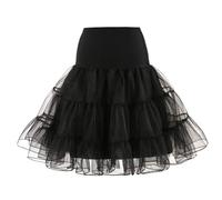 Shein Falda de tul de dos niveles con hilo de cristal retro, enagua sin aro de acero, falda de malla