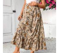 Shein Falda elegante de línea A con estampado floral para maternidad, verano, vacaciones de verano
