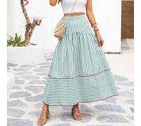 Shein Falda holgada de cintura alta con rayas tejidas, conjunto de primavera para mujer, falda de invitada de boda estilo fairycore, ropa de playa para muje
