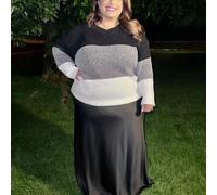 Shein Falda midi negra suelta y elegante para mujer de talla grande, perfecta para el ocio, el té de la tarde, las reuniones y las citas en la graduación de