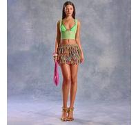 Shein Falda mini acampanada de punto con volantes, primavera, verano, Ibiza, Y2k, chica cool, festival, rave, vacaciones, club, Cute Mai Tai