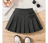 Shein Falda mini plisada de unicolor con decoración de lazo, estilo casual de verano para niña, apta para volver al colegio y uso diario, S, falda plisada d