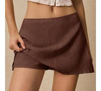 Shein Falda-pantalón casual unicolor con parte delantera cubierta y cintura baja para mujeres