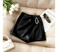 Shein Falda-pantalón de estilo casual y urbano de piel sintética (PU) para mujer, adecuada para ceremonias de graduación, maestros y vuelta al colegio