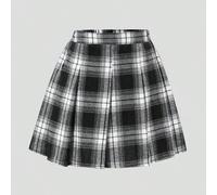 Shein Falda plisada de cintura alta con pantalones cortos incorporados para niñas, falda-pantalón 2 en 1, versátil para todas las estaciones, se puede combi