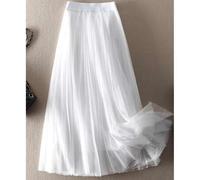 Shein Falda plisada elegante de malla luminosa y riqueza para mujer, adecuada para uso casual u oficina, minimalista y grácil | Falda de malla de poliéster,