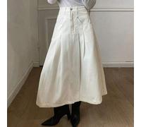 Shein Falda vaquera plisada de línea A de unicolor casual para mujer, otoño/invierno