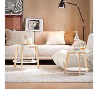 Shein FBT75-W Mesa de café Set 2 Mesas auxiliares Forma Redonda Mesa Nido Color Blanco ES Mesita de Noche Mesa Auxiliar Mesas de Centro Pequeñas Mesa de Cen