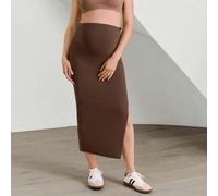 Shein FeatherFit™ Falda maxi de embarazo con cintura alta, aberturas laterales, elástica y ajustada, para yoga de bajo impacto, pilates, estudio y uso diari