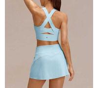 Shein FeatherFit™-Sujetador deportivo de apoyo lateral de cobertura total con tirantes anchos y cruzados, de soporte ligero y de bajo impacto, ideal para yo