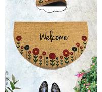Shein Felpudo de coco natural de 45x75 cm con respaldo de PVC 100% resistente - Superficie cepillada antideslizante y que atrapa la suciedad - Alfombra dura