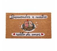Shein Felpudo Romántico 40x70 cm - "Bienvenidos a Nuestro Nidito de Amor" | Fibra de Coco Natural con Base Antideslizante | Alfombra de Entrada para Exterio