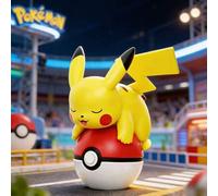 Shein Figura coleccionable de Pikachu Pokémon en Pokébola luminosa, llavero decorativo de Pokébola que brilla en la oscuridad, diseño 3D súper lindo, sin ol