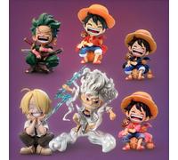 Shein Figura de acción de personaje de anime One Piece, versión Q, en postura sentada riendo, estatua decorativa para coche, adorno para fiestas de cumpleañ
