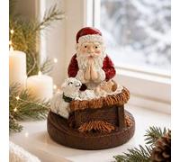Shein Figura Decorativa de Papá Noel Navideña, Estatua de Escena del Nacimiento Adorable con Ovejas y Niño Jesús, Adorno de Mesa Navideño para el Hogar, Dec