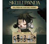 Shein Figuras coleccionables Labubu SKULLPANDA Ink Plum Series Blind Box - 12 versiones regulares + 1 versión oculta, con forma de flor de ciruelo, de 8 cm