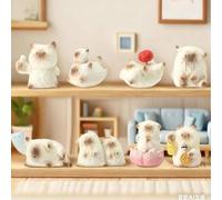 Shein Figuras de emociones de gato de vinilo en caja ciega, decoración de arte de resina de dibujos animados lindos para escritorio, 8 estilos de juguete co
