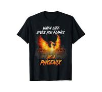 Shein [Flames Be A Phoenix] Camiseta Phoenix - Cuando la vida te dé llamas, sé un fénix. Camisetas estampadas de algodón.