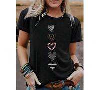 Shein Flattering Women's Short Sleeve Tee - Black Love Heart Print for the Ultimate Summer Look
