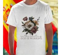 Shein Flower God Is Working Camiseta Hombre Moda Casual Algodón Estampado Creativo Estilo Urbano Ropa Juvenil Regalo Original Oferta Especial Promoción Excl