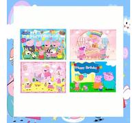 Shein Fondo de fiesta de cumpleaños infantil con tema de Peppa Pig, diseño exquisito, adecuado para recuerdos fotográficos de fiesta, grabar momentos hermos
