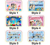 Shein Fondo de fotografía de la casa de dibujos animados Bluey, fondo exterior con cielo azul y camión, decoración de fiesta de mascotas, banner de fondo pe