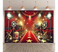 Shein Fondo de fotografía premium de alfombra roja para estreno de cine - Fibra de poliéster, adecuado para decoración de festivales interiores y exteriores