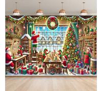 Shein Fondo de tela, fondo del taller de Navidad, fondo de fiesta, decoración de pared de polietileno para días festivos y cumpleaños, fondo fotográfico cul