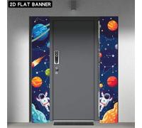Shein Fondo decorativo de banner plano en 2D con tema espacial. Tema espacial con elementos de astronauta, planetas, cometas, constelaciones y estrellas, he