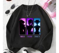 Shein Fondos luminosos en varios colores y un estampado con las siluetas de tres miembros de un grupo de chicas anime de K-POP. Estilo holgado para niñas,Su