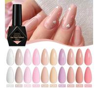 Shein FOUR LILY Juego de 10ml de geles de la serie rosa desnudo, sin formaldehído y de alta saturación, de estilo suave diario, excelente kit de arte de uña