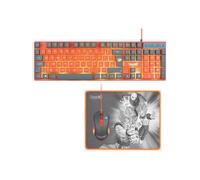 Shein FR-TEC PC Dragon Ball Super PACK Keyboard + Mouse + Mousepad teclado Ratón incluido USB Gris, Naranja