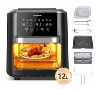 Shein Freidora de Aire 12L Gran Capacidad, Horno de Aire Multifunción, Incluye 7 Accesorios, Apto para Lavavajillas, Pantalla LED Táctil, 8 Modos Predetermi