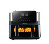 Shein Freidora de aire sin aceite 8 litros con doble compartimento Cook Organics Dual, Ventana transparente, Iluminación interior, Pantalla táctil, Pared Di