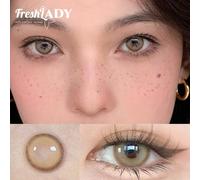 Shein Freshlady 1 par, 14.00mm, 1 año de uso, remolino de caramelo, lentes de contacto de color marrón, diámetro natural para el trabajo, la escuela, el uso